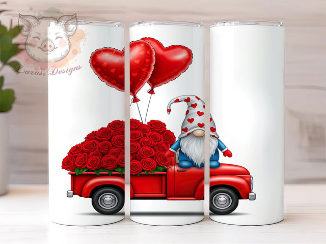 Vintage Truck Valentine's Gnome Tumbler, Gnome Decor, Valentine's Day Gift, 20oz Sublimation, Cute Gnome Design, Custom Tumbler Wrap, Love Gift Sublimation Lara' s Designs 