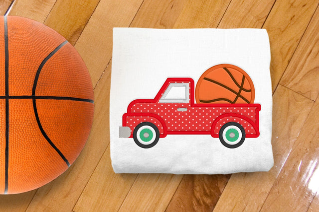 Vintage Truck with Basketball Applique Embroidery Embroidery/Applique DESIGNS Risa Rocks It 