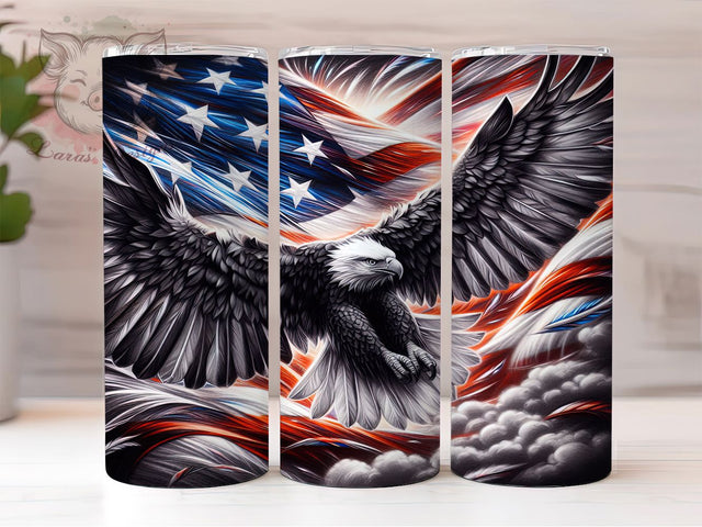 Vintage USA Flag Eagle 20oz Tumbler, Patriotic Eagle, Vintage Style, 20oz Wrap, Sublimation Design, USA Theme, PNG File Sublimation Lara' s Designs 