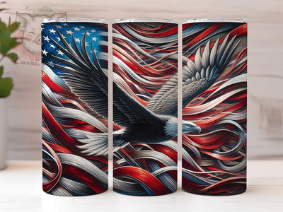 Vintage USA Flag Eagle 20oz Tumbler, Patriotic Eagle, Vintage Style, 20oz Wrap, Sublimation Design, USA Theme, PNG File Sublimation Lara' s Designs 