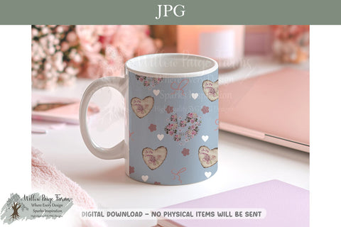 Vintage Valentine Heart Seamless Pattern | Valentines Day Sublimation Willow Paige Farms 