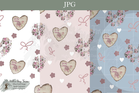 Vintage Valentine Heart Seamless Pattern | Valentines Day Sublimation Willow Paige Farms 