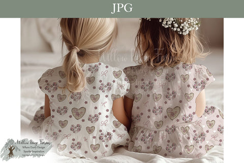 Vintage Valentine Heart Seamless Pattern | Valentines Day Sublimation Willow Paige Farms 