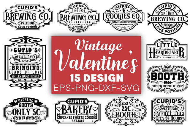 Vintage Valentines Day Svg Bundle SVG Angelina750 
