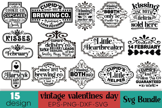 Vintage Valentines Day Svg Bundle SVG Angelina750 