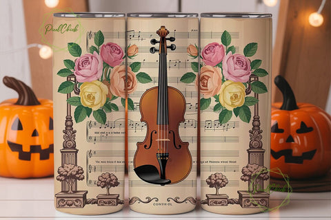 Vintage Violin Music 20oz Tumbler Wrap Sublimation PixelChick 