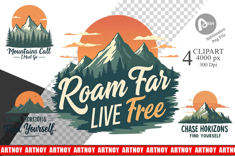 Vintage Wanderlust Quotes Clipart Sublimation artnoy 