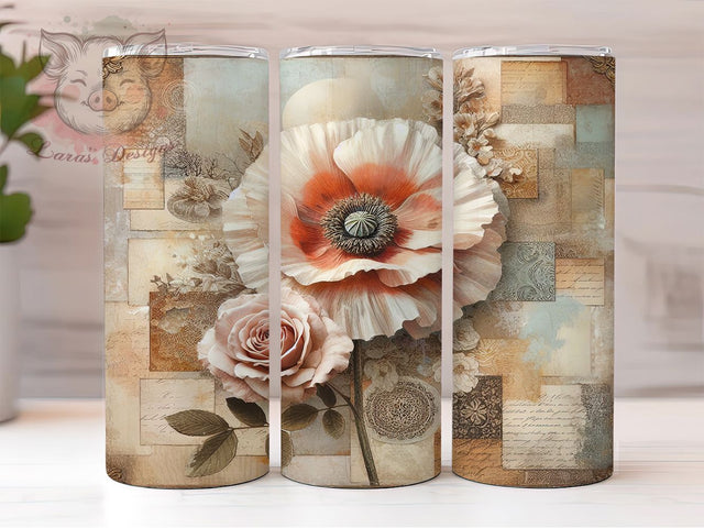 Vintage Watercolor Floral Tumbler, Watercolor Flower Tumbler, Floral Sublimation Design, Floral Drinkware, Vintage Flower Wrap, Boho Floral Tumbler, Watercolor Flowers Cup Sublimation Lara' s Designs 