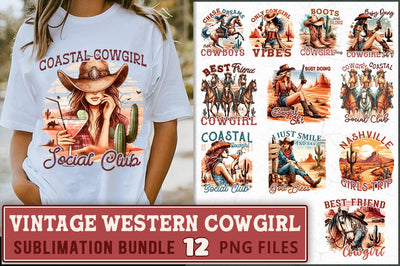 Vintage Western Cowgirl PNG Bundle Sublimation Shetara Begum 