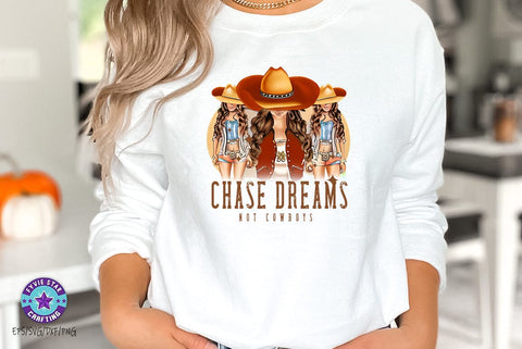 Vintage Western Cowgirl PNG, Chase dreams not cowboys SVG FiveStarCrafting 