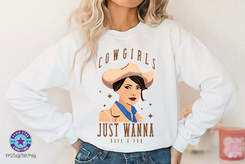 Vintage Western Cowgirl PNG, Cowgirl just wanna have fun SVG FiveStarCrafting 