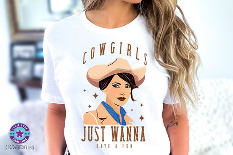 Vintage Western Cowgirl PNG, Cowgirl just wanna have fun SVG FiveStarCrafting 