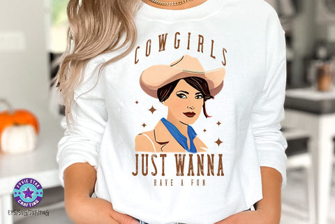 Vintage Western Cowgirl PNG, Cowgirl just wanna have fun SVG FiveStarCrafting 