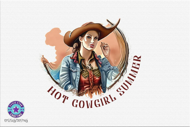 Vintage Western Cowgirl PNG, Hot Cowgirl Summer SVG FiveStarCrafting 