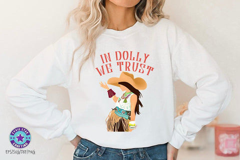 Vintage Western Cowgirl PNG, In dolly we trust SVG FiveStarCrafting 