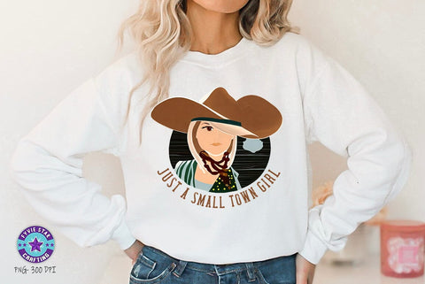 Vintage Western Cowgirl PNG, Just a small town girl SVG FiveStarCrafting 