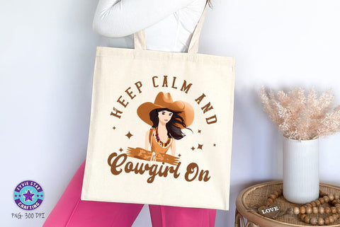Vintage Western Cowgirl PNG, keep calm & cowgirl on SVG FiveStarCrafting 
