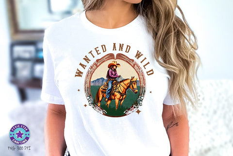 Vintage Western Cowgirl PNG, Wanted and wild SVG FiveStarCrafting 