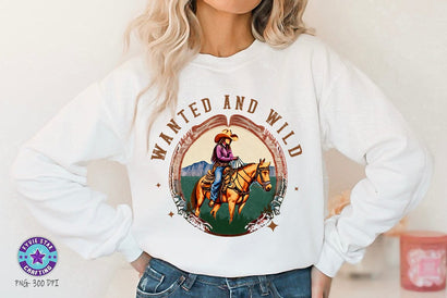 Vintage Western Cowgirl PNG, Wanted and wild SVG FiveStarCrafting 