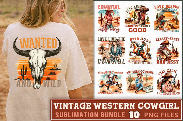 Vintage Western Cowgirl Sublimation Bundle Sublimation Shetara Begum 