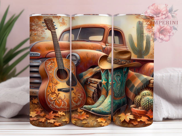 Vintage Western Fall Cowboy Tumbler Wrap, Pumpkin Cowboy Wrap, Rustic Truck Sublimation, Vintage Fall Tumbler Design, 20oz Western Tumbler, Autumn Cowboy Tumbler Sublimation Li Zamperini 