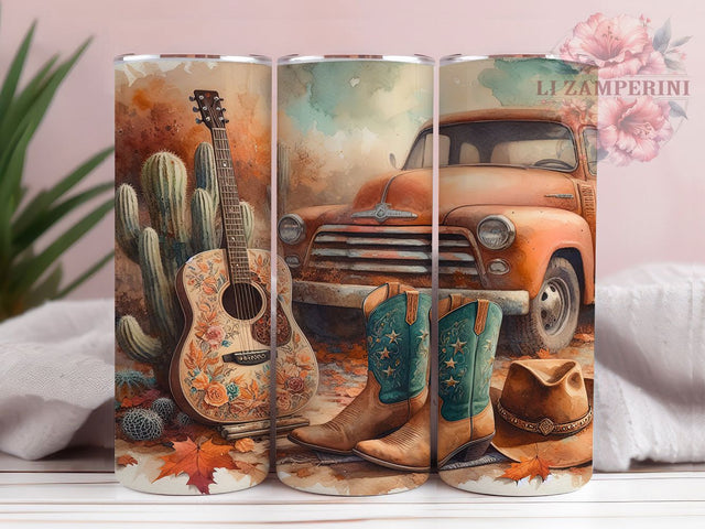 Vintage Western Fall Cowboy Tumbler Wrap, Pumpkin Cowboy Wrap, Rustic Truck Sublimation, Vintage Fall Tumbler Design, 20oz Western Tumbler, Autumn Cowboy Tumbler Sublimation Li Zamperini 