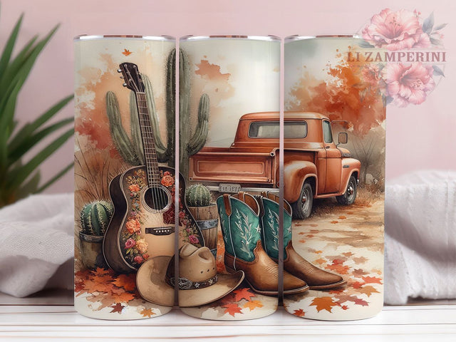 Vintage Western Fall Cowboy Tumbler Wrap, Pumpkin Cowboy Wrap, Rustic Truck Sublimation, Vintage Fall Tumbler Design, 20oz Western Tumbler, Autumn Cowboy Tumbler Sublimation Li Zamperini 