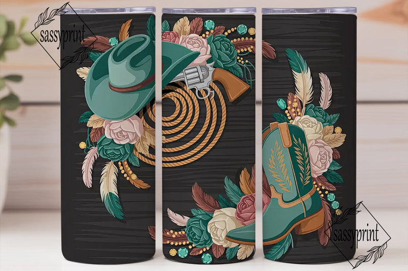 Vintage Western Floral 20oz Tumbler Wrap Sublimation sassyprint 