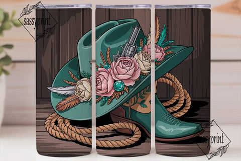 Vintage Western Floral 20oz Tumbler Wrap Sublimation sassyprint 
