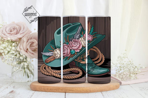 Vintage Western Floral 20oz Tumbler Wrap Sublimation sassyprint 