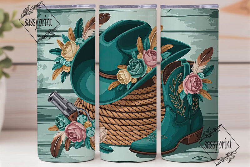 Vintage Western Floral 20oz Tumbler Wrap Sublimation sassyprint 