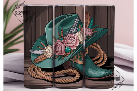 Vintage Western Floral 20oz Tumbler Wrap Sublimation sassyprint 