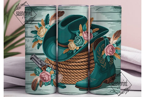 Vintage Western Floral 20oz Tumbler Wrap Sublimation sassyprint 