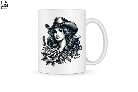 Vintage Western Floral Cowgirl PNG Printable File Sublimation Creativedesigntee 