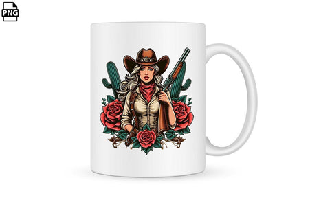 Vintage Western Floral Cowgirl PNG Printable File Sublimation Creativedesigntee 