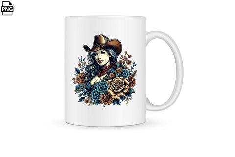 Vintage Western Floral Cowgirl PNG Printable File Sublimation Creativedesigntee 