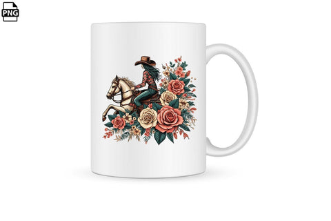 Vintage Western Floral Cowgirl PNG Printable File Sublimation Creativedesigntee 