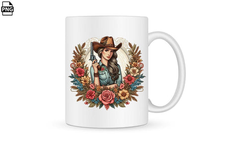 Vintage Western Floral Cowgirl PNG Printable File Sublimation Creativedesigntee 