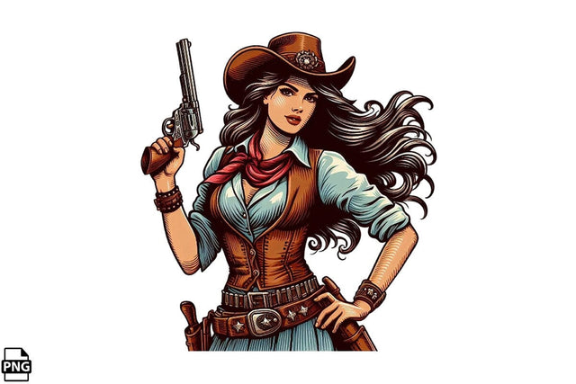 Vintage Western Floral Cowgirl PNG Printable File Sublimation Creativedesigntee 