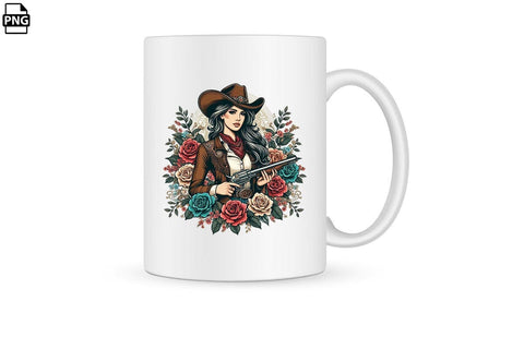 Vintage Western Floral Cowgirl PNG Printable File Sublimation Creativedesigntee 