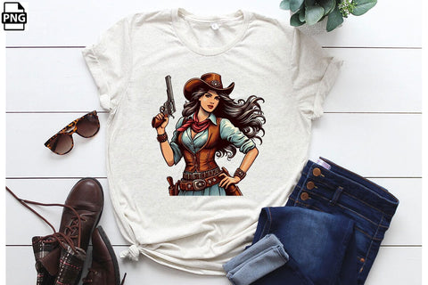 Vintage Western Floral Cowgirl PNG Printable File Sublimation Creativedesigntee 