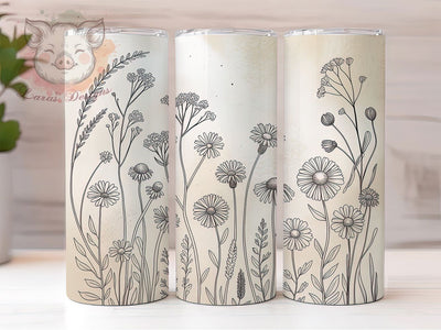 Vintage Wildflower Botanical 20oz Tumbler, Meadow Bloom, Floral Pattern, Botanical Design, Nature Inspired, 20oz Tumbler Wrap, Sublimation PNG Sublimation Lara' s Designs 