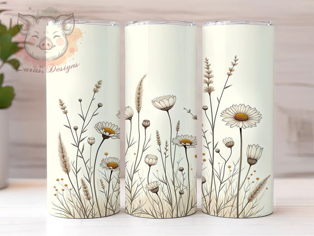 Vintage Wildflower Floral 20oz Tumbler, Vintage Floral Design, Sublimation Tumbler, 20oz Tumbler, Flower Drinkware, Rustic Gift, Retro Floral Decor Sublimation Lara' s Designs 