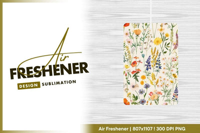 Vintage wildflower pattern botanical illustration air freshener png Sublimation Regulrcrative 