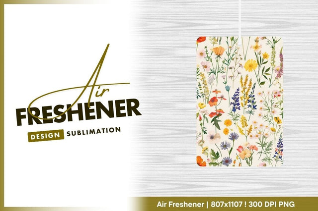 Vintage wildflower pattern botanical illustration air freshener png Sublimation Regulrcrative 