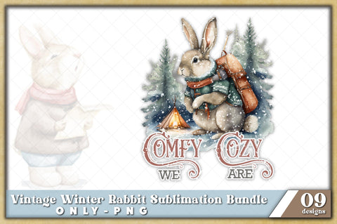 Vintage Winter Rabbit Sublimation Bundle Sublimation Jagonath Roy 