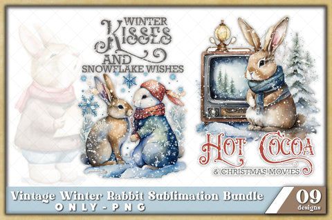 Vintage Winter Rabbit Sublimation Bundle Sublimation Jagonath Roy 