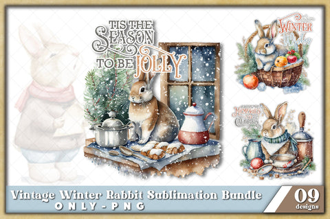 Vintage Winter Rabbit Sublimation Bundle Sublimation Jagonath Roy 