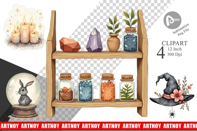 Vintage Witchy Vibes Clipart Sublimation artnoy 