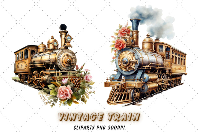 Vintage Wooden Train Sublimation Clipart Sublimation FloridPrintables 